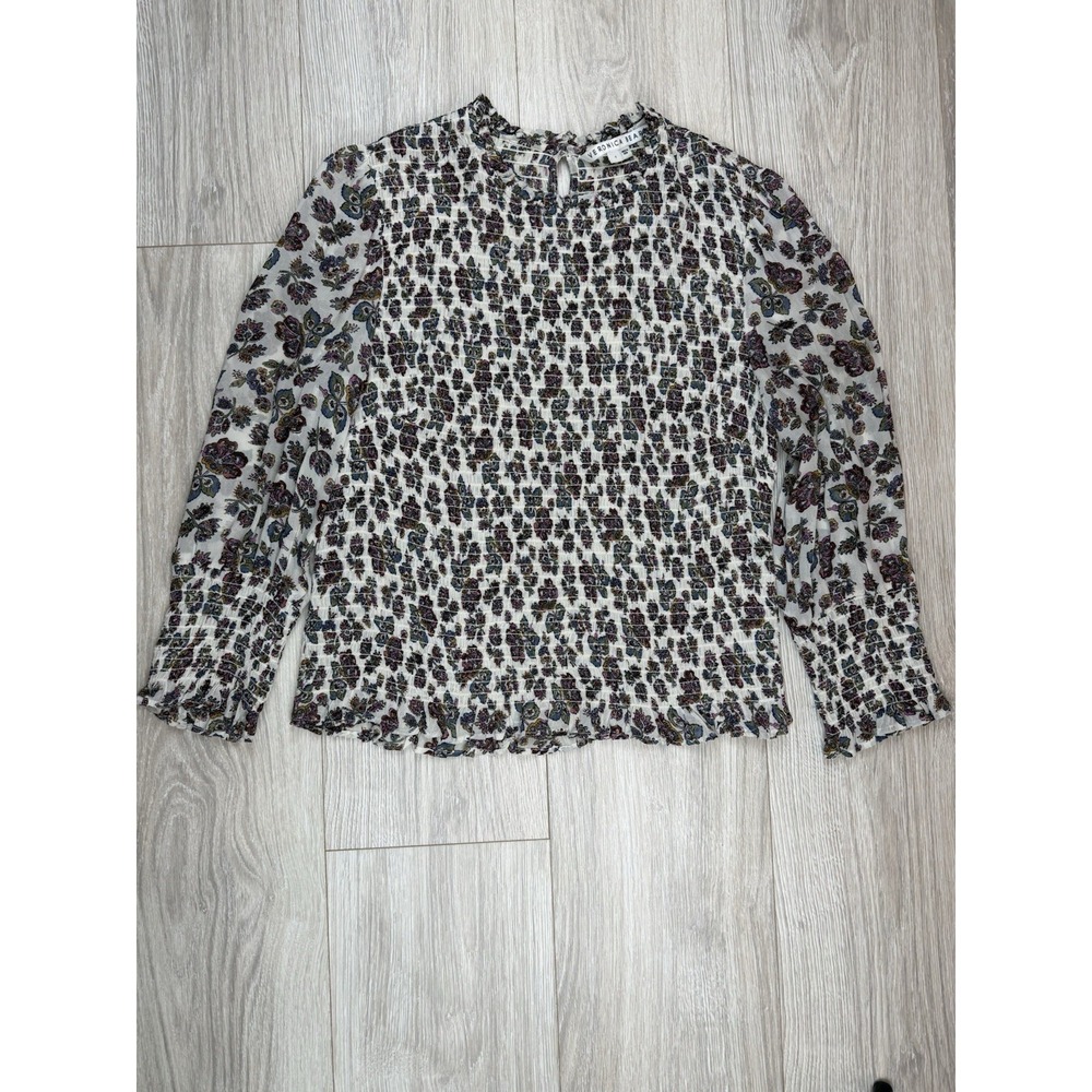 Veronica Beard Kali Floral Print Smocked Top Blouse Size 4